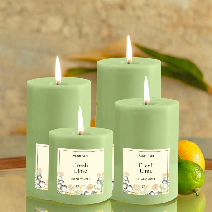 Fresh Lime Pillar Candle Set