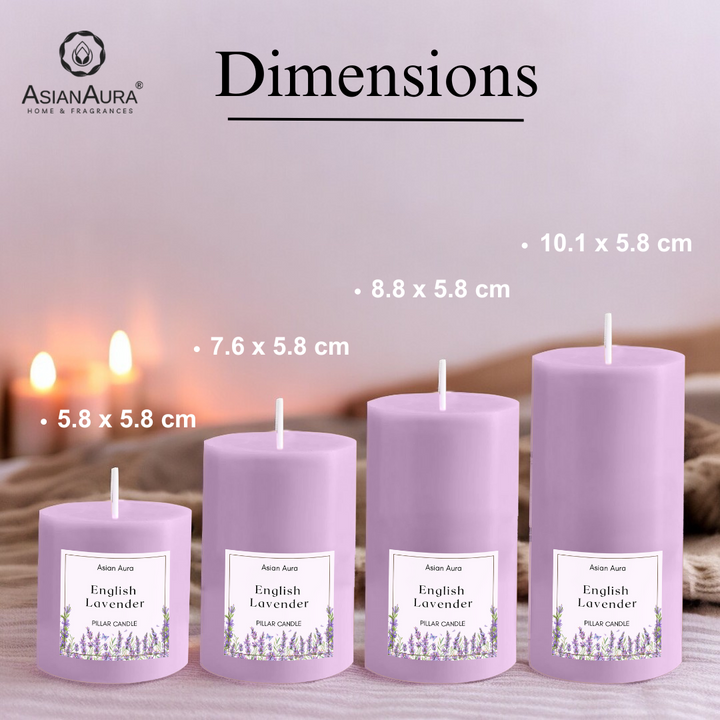 English Lavender Scented Pillar Candle Set