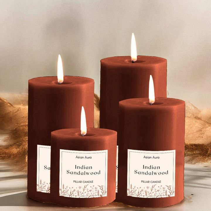 Sandalwood Scented Pillar Candle Set