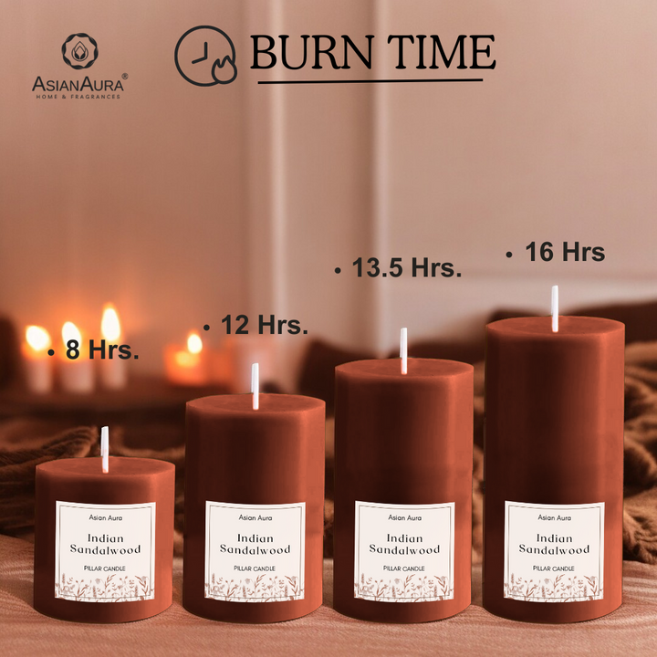Sandalwood Scented Pillar Candle Set
