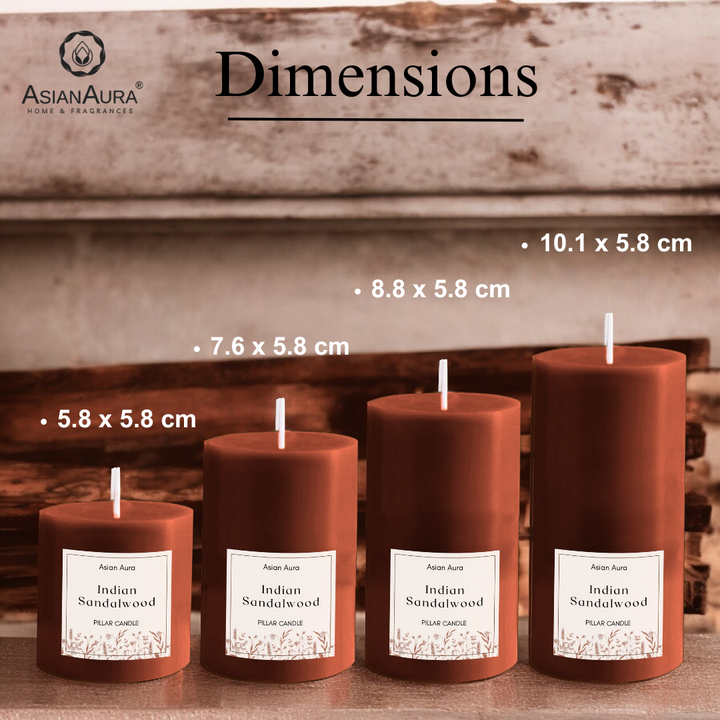 Sandalwood Scented Pillar Candle Set