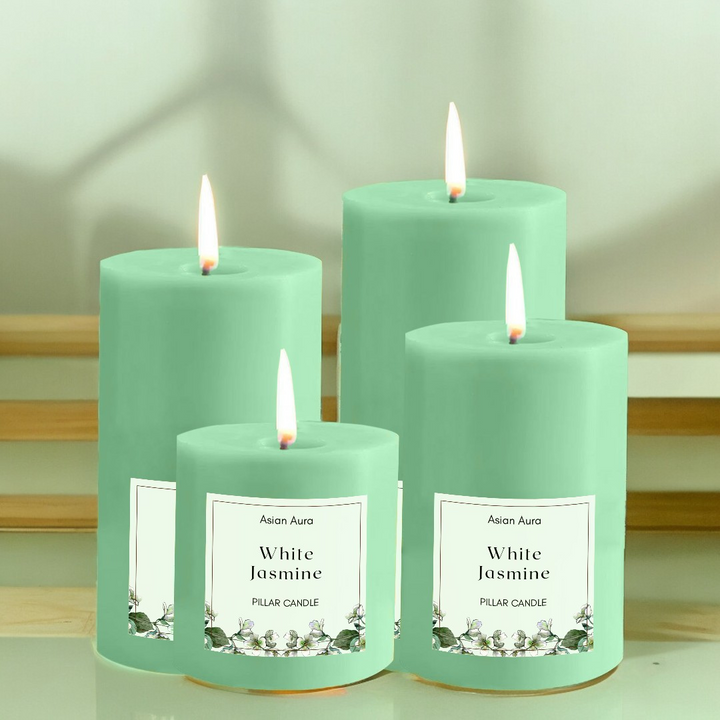 Jasmine Scented Pillar Candle Set