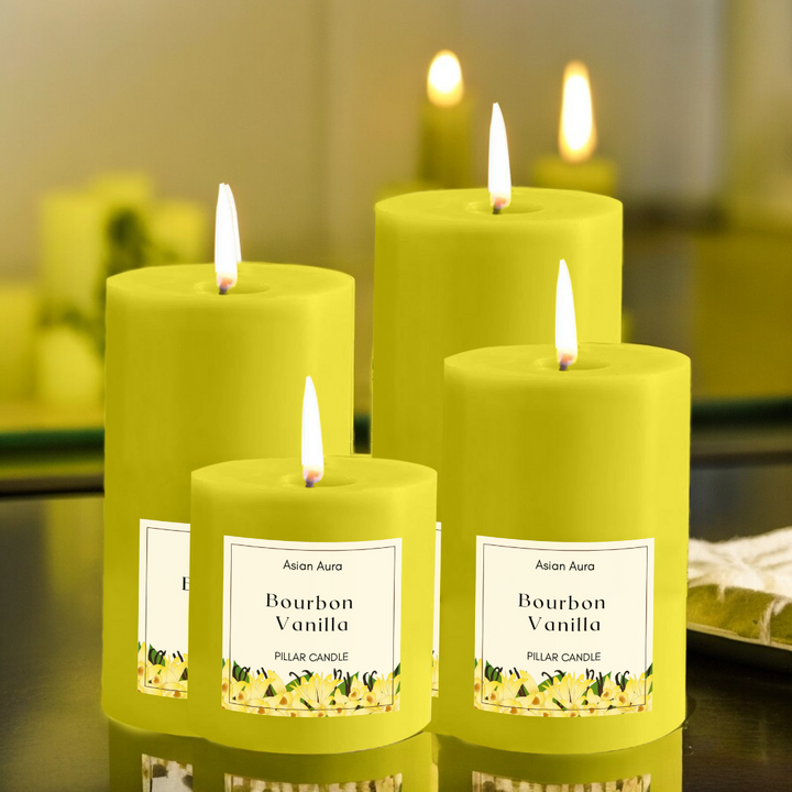 Bourbon Vanilla Scented Pillar Candle Set