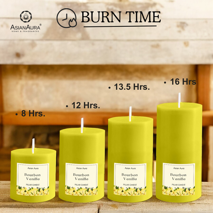 Bourbon Vanilla Scented Pillar Candle Set