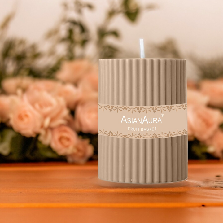 Fruit Basket Ribbed Pillar Candle