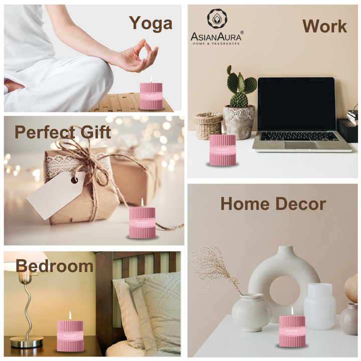Pink Surprise Ribbed Pillar Candle