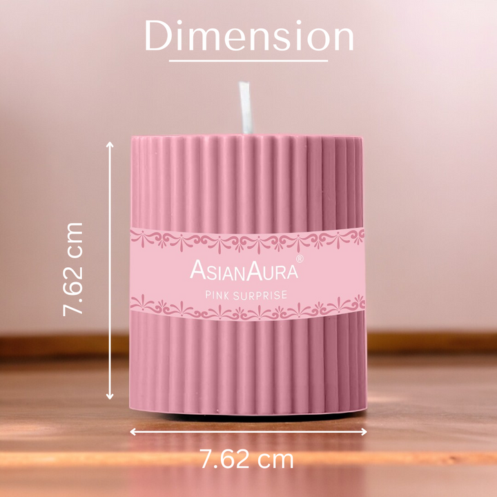 Pink Surprise Ribbed Pillar Candle