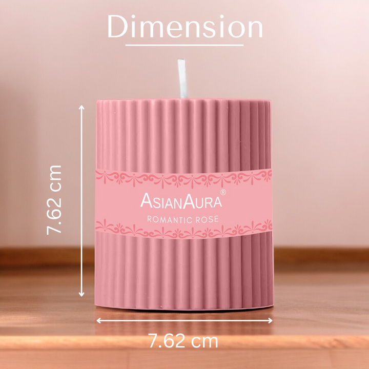 Romantic Rose Ribbed Pillar Candle