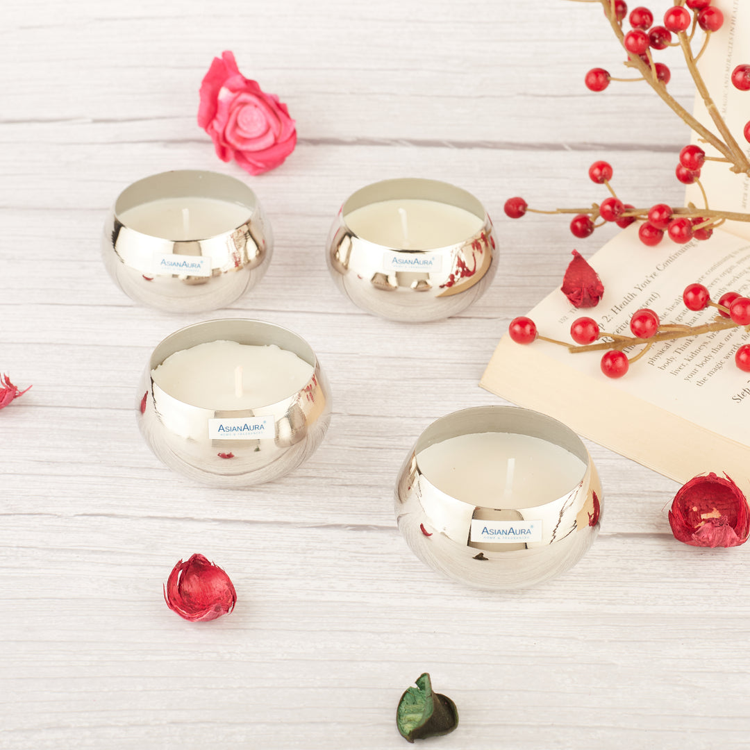 Silver Metal Candle (Pack of 4)