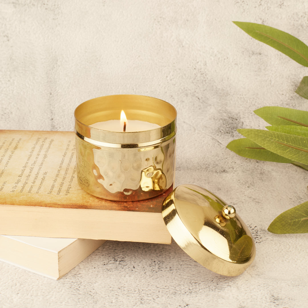 Golden Hammered Metal Pot