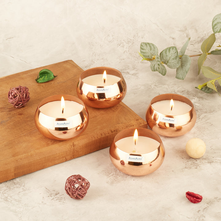 Copper Metal Candle (Pack of 4)