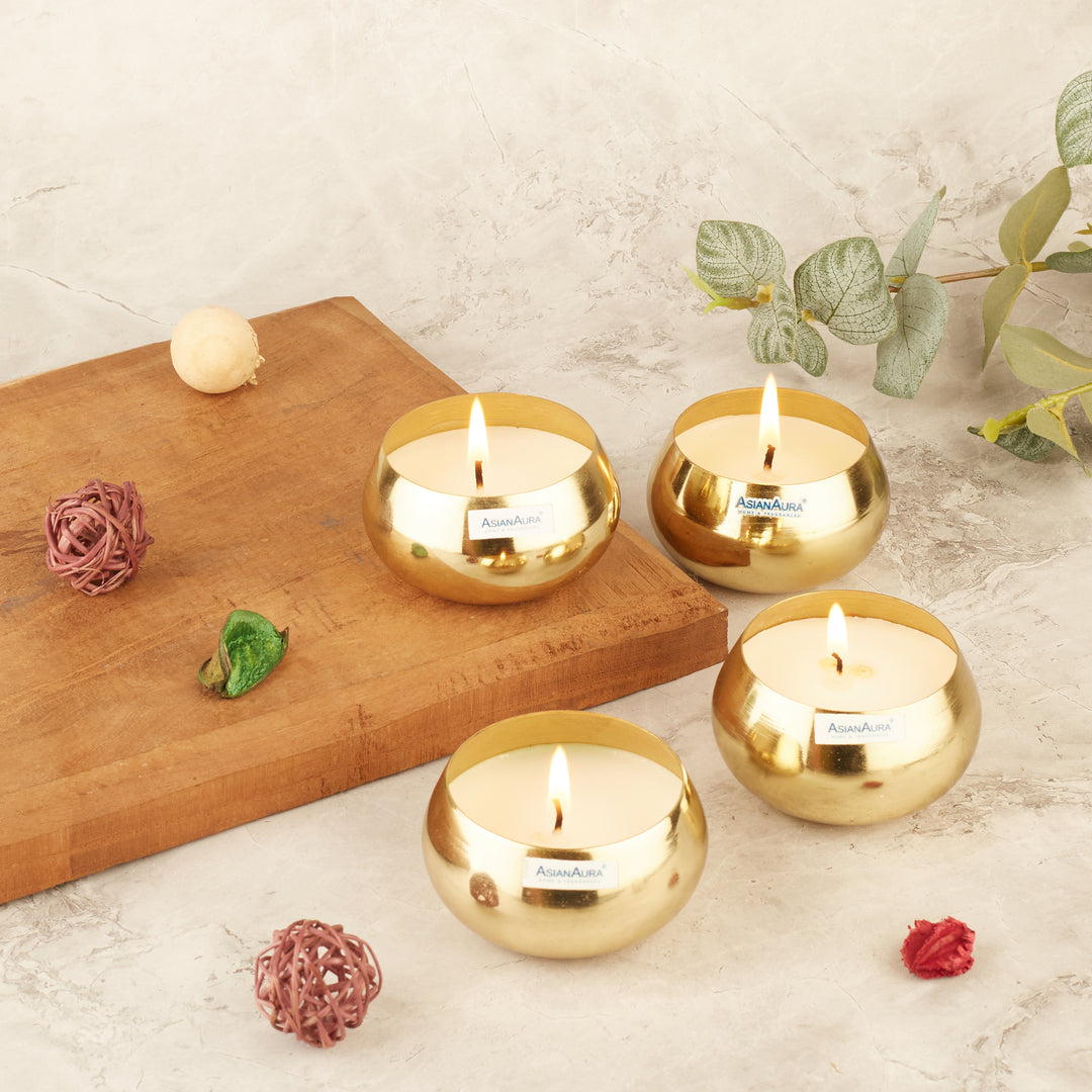 Gold Metal Candle (Pack of 4)