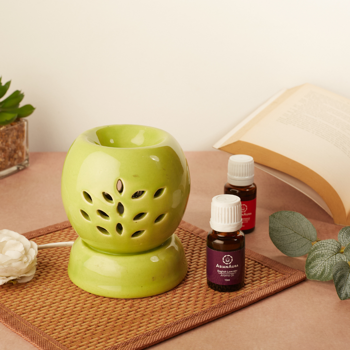 Green Round Shaped Electric Diffuser With Aroma Oils