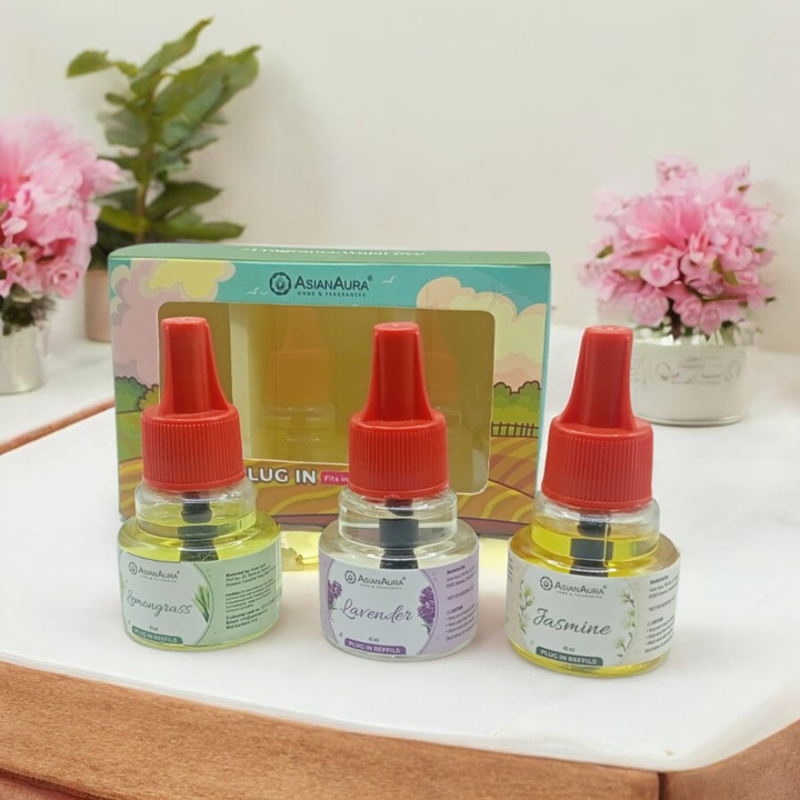Scented plugin Refill Combo pack of 3, Lavender, Lemongrass, Jasmine Fragrances