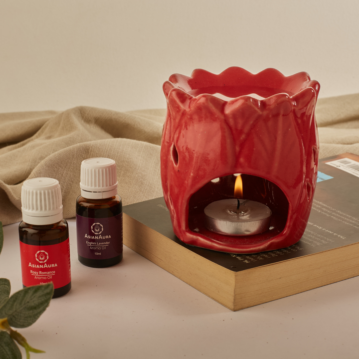 Red Candle Diffuser with a Tealight Candle