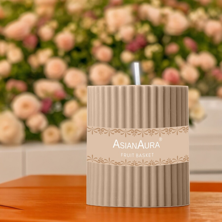 Fruit Basket Ribbed Pillar Candle