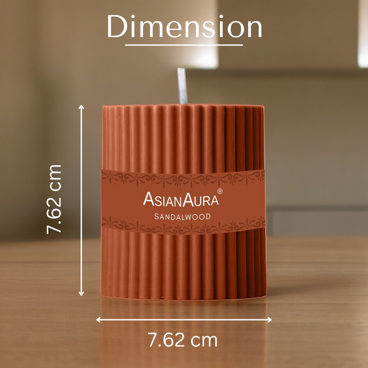 Sandalwood Ribbed Pillar Candle