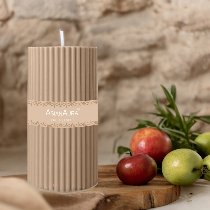 Fruit Basket Ribbed Pillar Candle