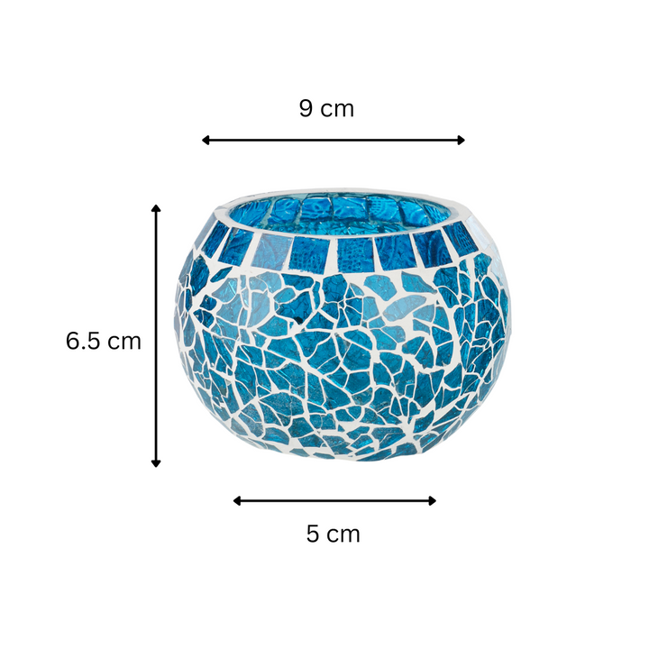 Glass Mosaic Tea Light Candle Holder (Turquoise)(Pack of 2)