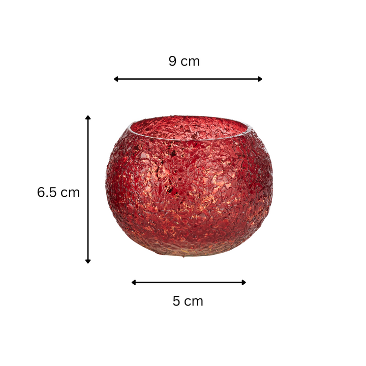 Glass Mosaic Tea Light Candle Holder (Red)(Pack of 2)