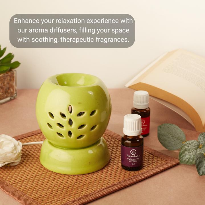 Green Round Shaped Electric Diffuser With Aroma Oils