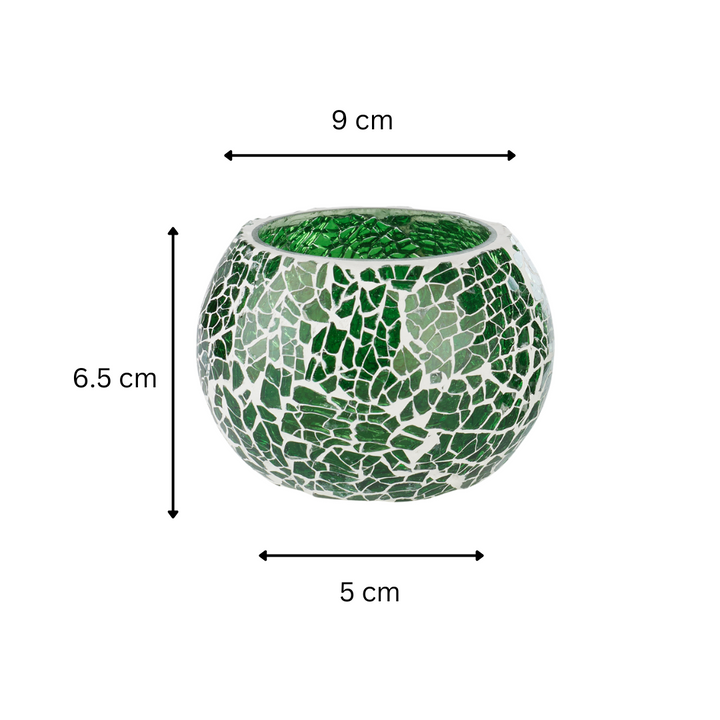 Glass Mosaic Tea Light Candle Holder (Dark Green)(Pack of 2)