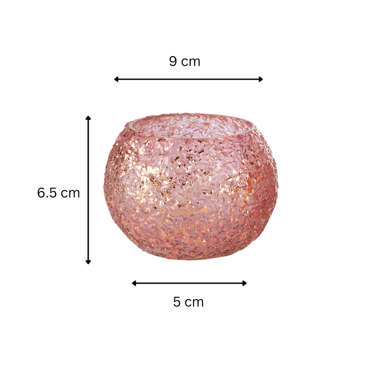 Glass Mosaic Tea Light Candle Holder (Pink)(Pack of 2)