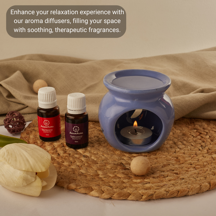 Blue Handcrafted Ceramic Aroma Oil Candle Diffuser
