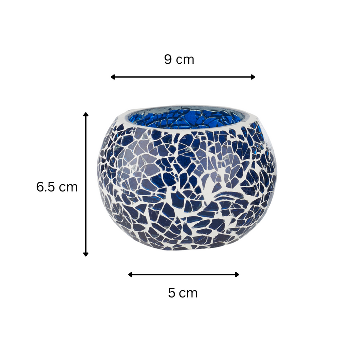 Glass Mosaic Tea Light Candle Holder (Dark Blue)(Pack of 2)