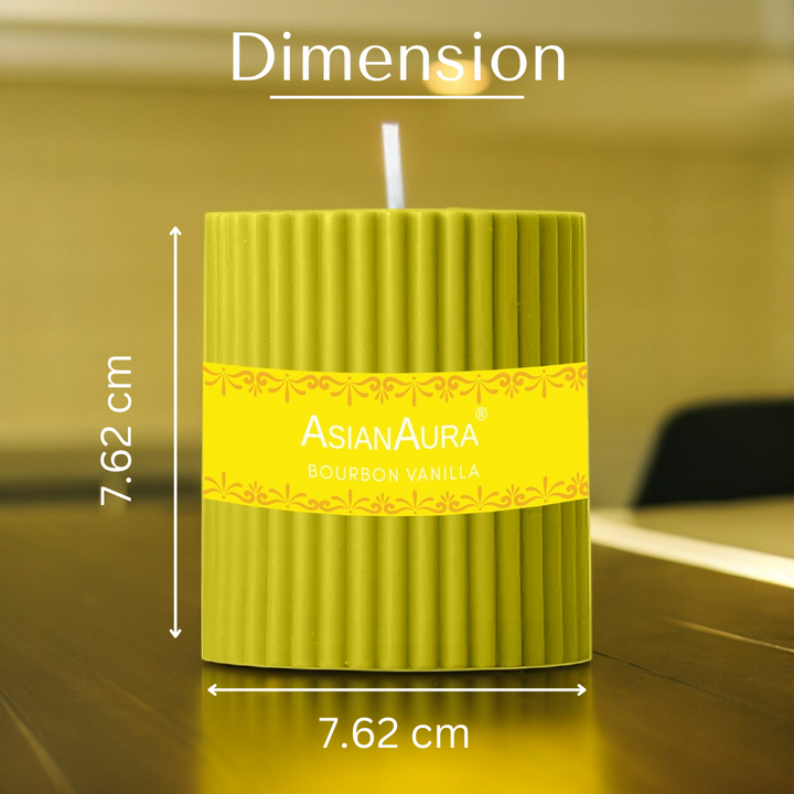 Bourbon Vanilla Ribbed Pillar Candle