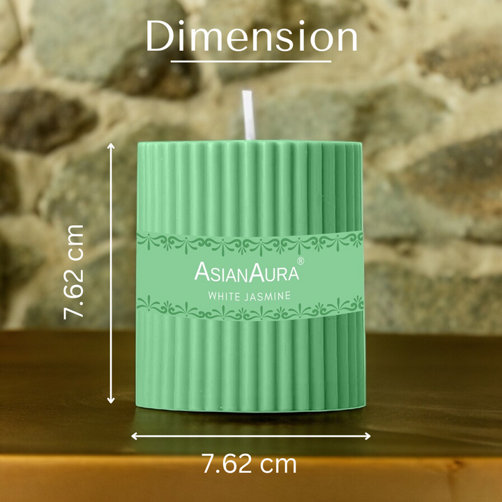 White Jasmine Ribbed Pillar Candle