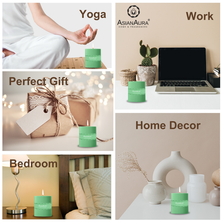 White Jasmine Ribbed Pillar Candle