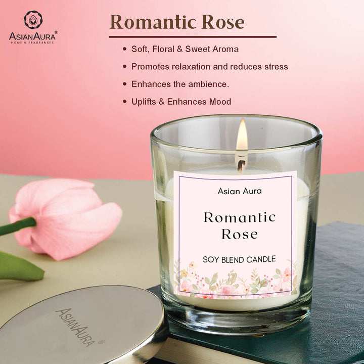 Romantic Rose Premium Glass Jar Candle