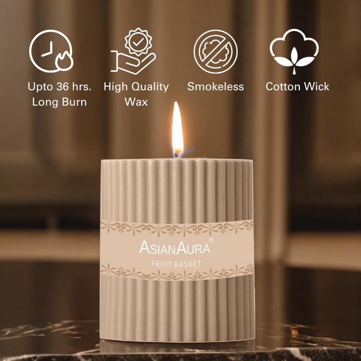 Fruit Basket Ribbed Pillar Candle