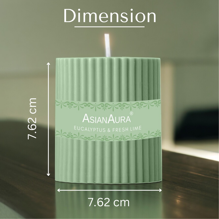 Eucalyptus & Fresh Lime Ribbed Pillar Candle