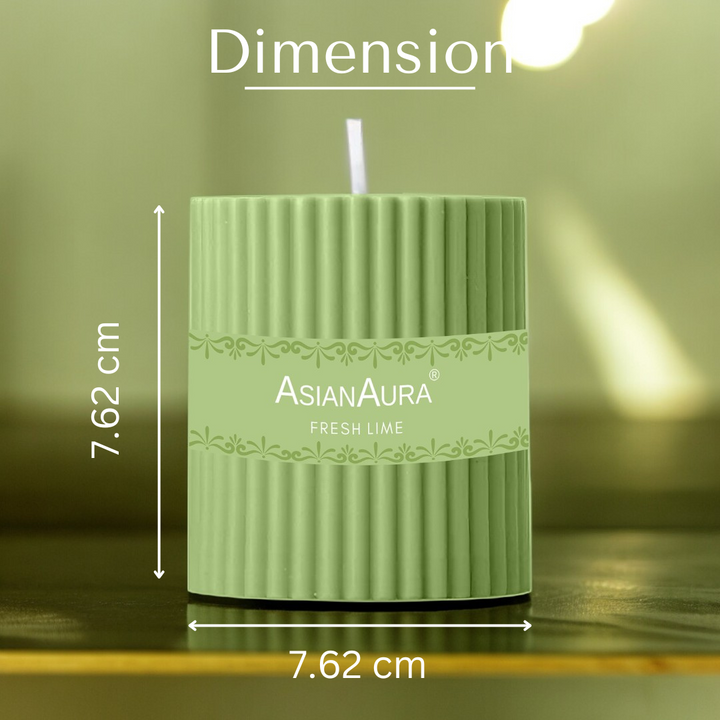 Fresh Lime Ribbed Pillar Candle