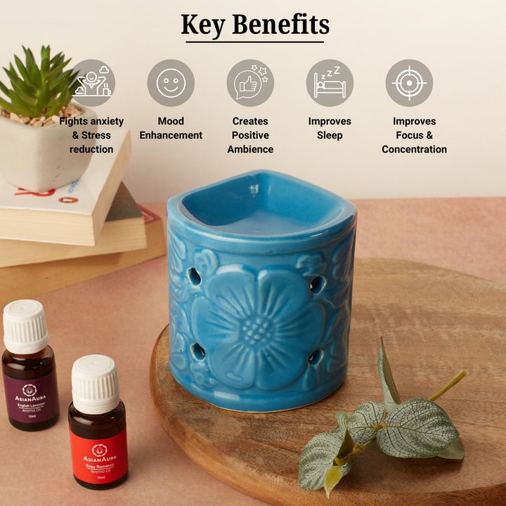 Blue Ceramic Candle Aroma Diffuser