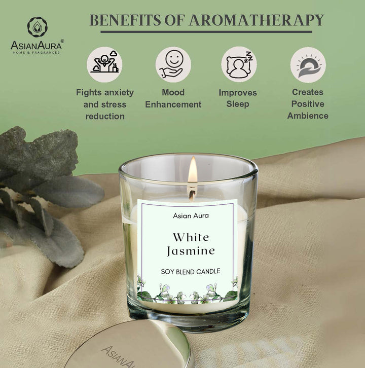 White Jasmine Premium Glass Jar Candle