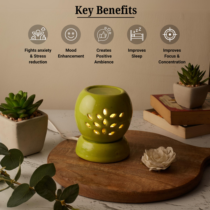 Green Round Shaped Electric Diffuser With Aroma Oils