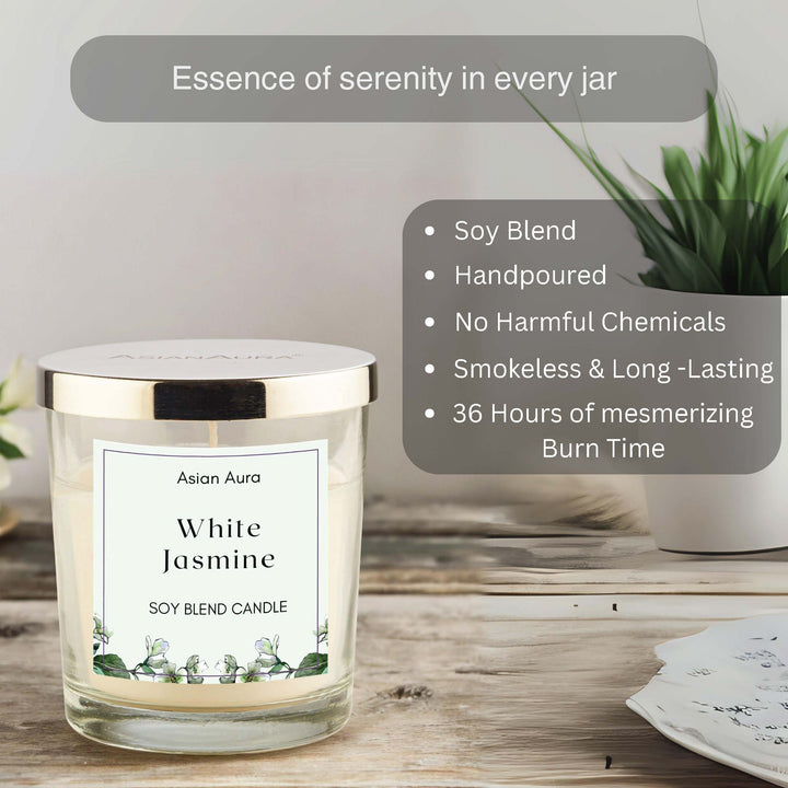 White Jasmine Premium Glass Jar Candle