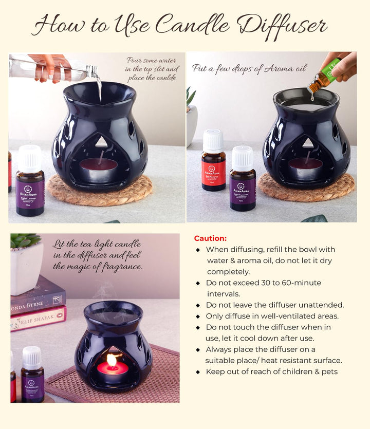 Blue Ceramic Aroma Candle Diffuser