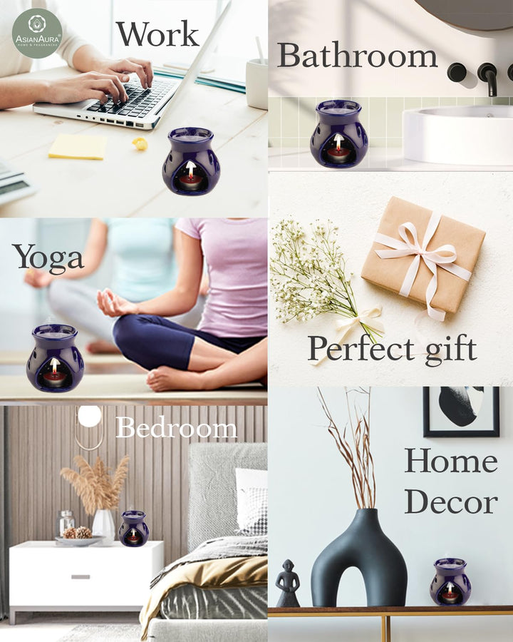 Blue Ceramic Aroma Candle Diffuser