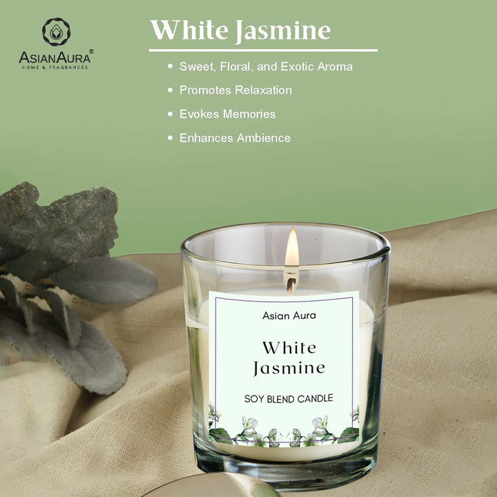 White Jasmine Premium Glass Jar Candle