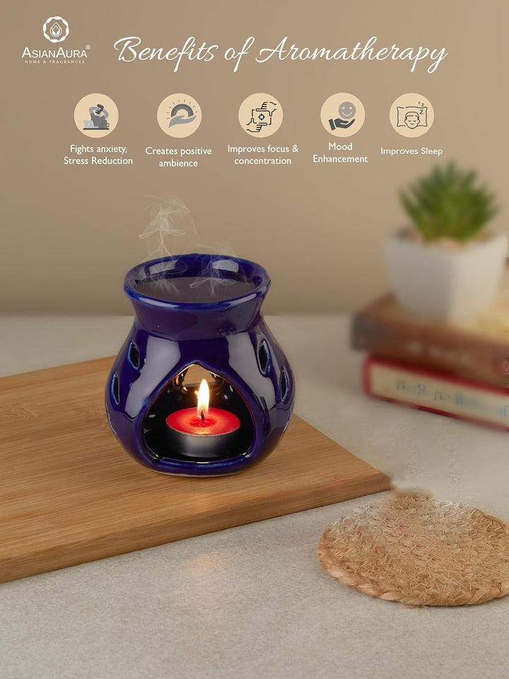 Blue Ceramic Aroma Candle Diffuser