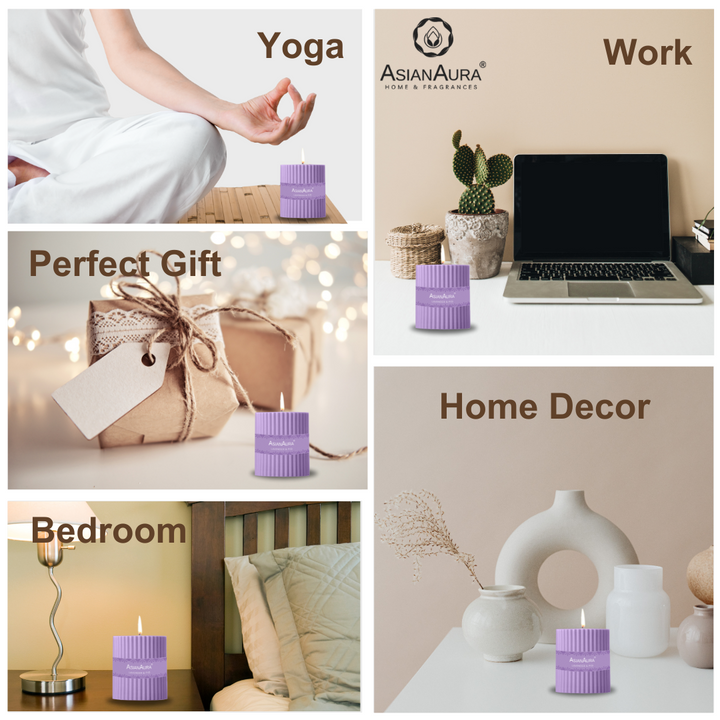 Lavender & Fig Ribbed Pillar Candle