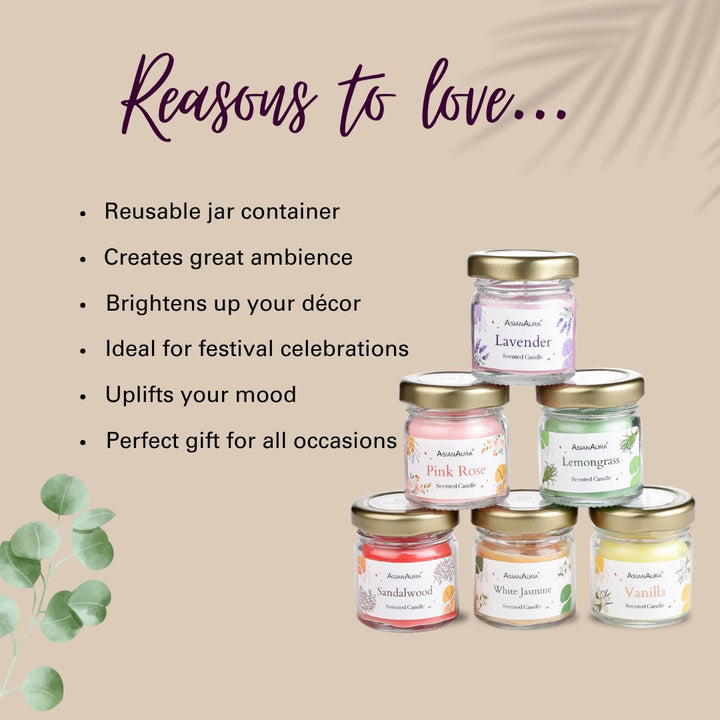 Mini Glass Jar Candle - 41 ml (Pack of 6)