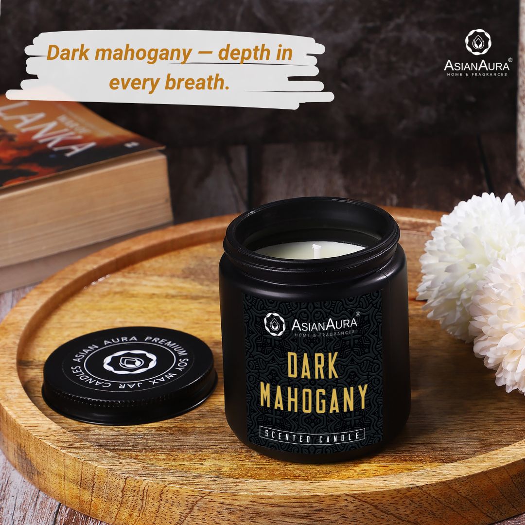 Black Screw Jar Candle(Pack of 4)- Dark coffee, Lavender Serenity, Dark Mahogany, Rose & Oud