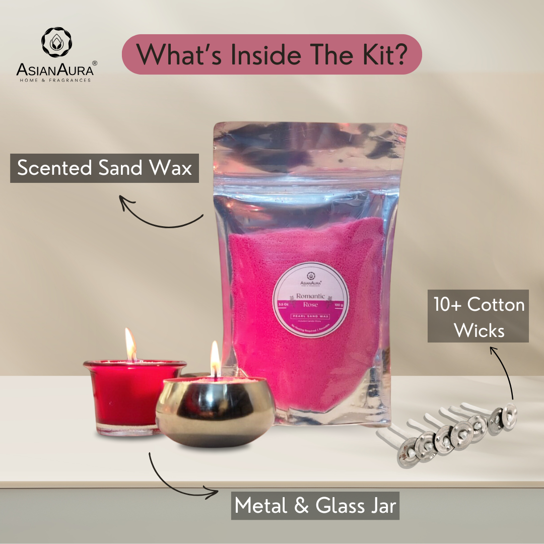 Pearl Sand Wax Candle Making Kit (Rose Scented) - 100 gm