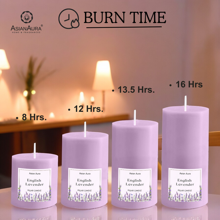 English Lavender Scented Pillar Candle Set