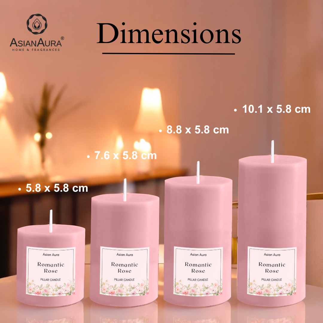 Romantic Rose Scented Pillar Candle Set